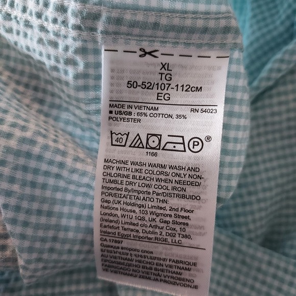 Banana Republic Mint Green Plaid Long Sleeve Button Up Size XL - Picture 10 of 10